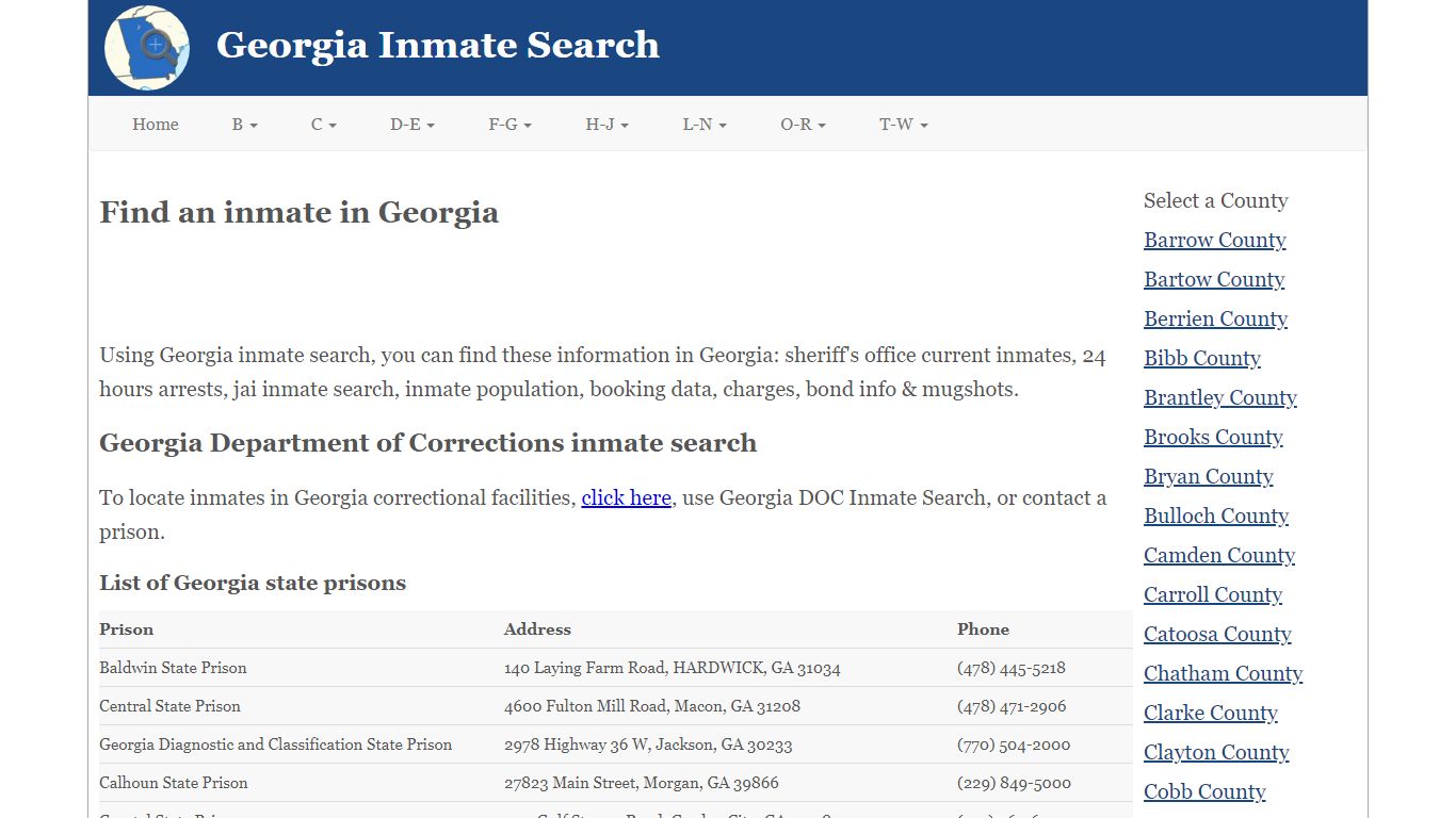 Georgia Inmate Search